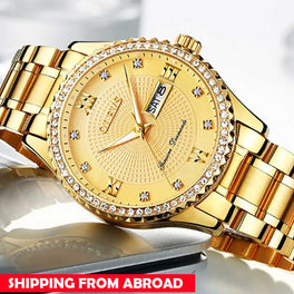 OLEVS Golden Mens Watches Top Brand Luxury Waterproof Calendar Diamond Quartz Wrist Watch for Men Fashion Male Watch Reloj Mujer  6618