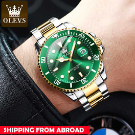 OLEVS Mens Quartz Watches Top Brand Luxury Business Waterproof Luminous Large Dial 5885Men Wristwatches Sports Stainless Steel Watch